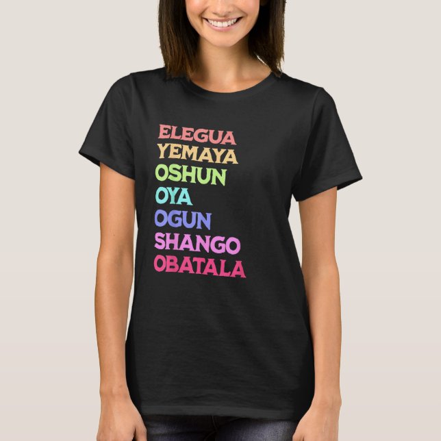 7 Seven African Powers Orisha Santeria Cuba Religi T Shirt (Framsida)