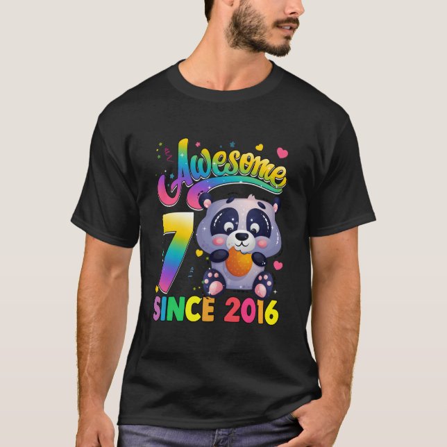 7 Since 2016 Panda 7Th T Shirt (Framsida)