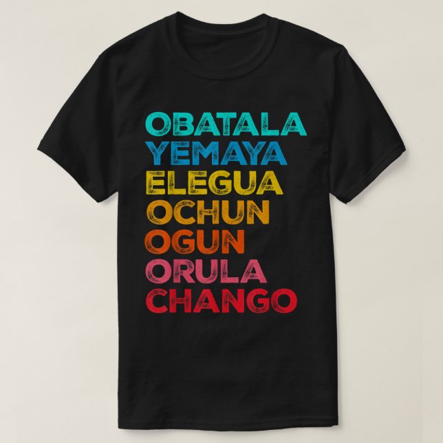 7 Sju afrikanska makter Orisha Santeria Cuba Relig T Shirt (Design framsida)