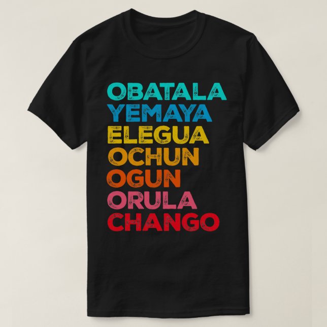 7 Sju afrikanska makter Orisha Santeria Cuba Relig T Shirt (Design framsida)