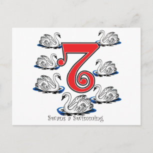 7 Svanar Swimming Vykort