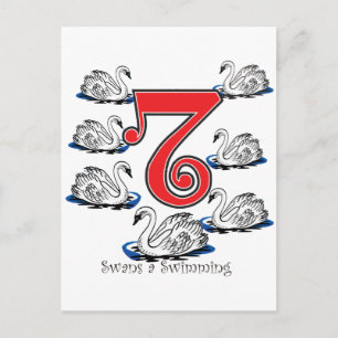7 Svanar Swimming Vykort