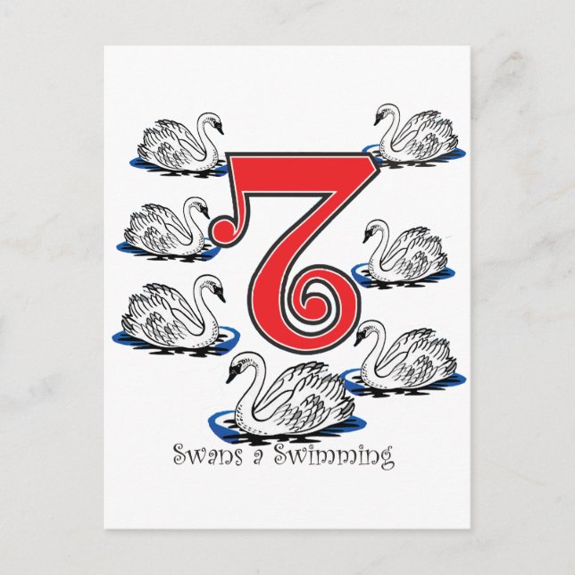 7 Svanar Swimming Vykort (Framsida)