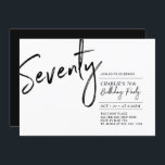 7 | Svartvit modern 70:e Födelsedagsfesten Inbjudningar<br><div class="desc">Fira din speciella dag med den här enkla snyggten 70 födelsedagsfest inbjudan. Den här designen har ett penselskript "70" med en ren layout i svart och vitt färg-kombination. Fler design finns på min butik BaraBomDesign.</div>