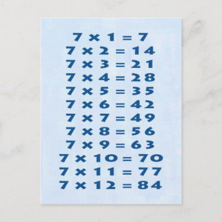 #7 Times Table Collectible Postcard Vykort