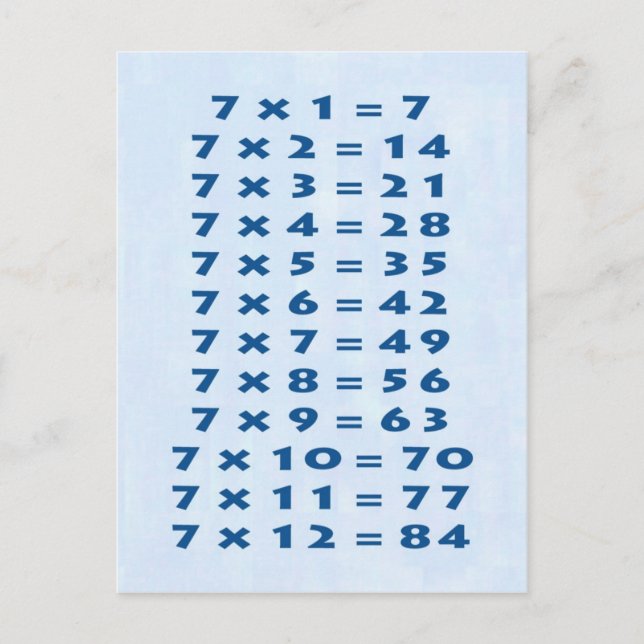 #7 Times Table Collectible Postcard Vykort (Framsida)