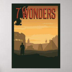 7 Undrar Board Game Minimalist Travel Stil Ga Poster