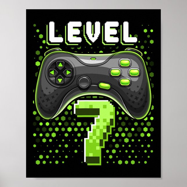 7 Video Game Controller 7:e Birthday Gamer Gift Bo Poster (Framsidan)