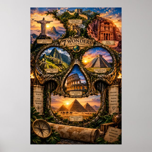 7 Wonders Skallekonsttryck | Sinnesstämning Poster (Framsidan)