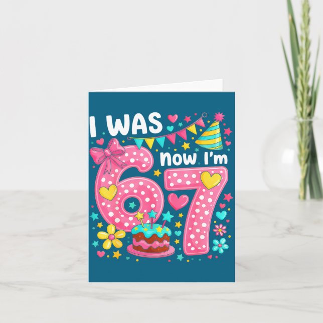 7 Year Old Birthday I Was 6 Now I'm 7  Kort (Framsida)