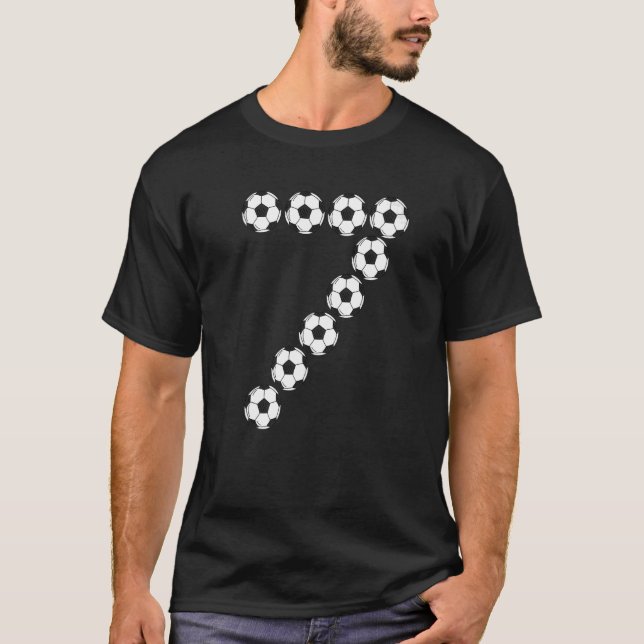 7 Year Old Birthday  Soccer Player T Shirt (Framsida)