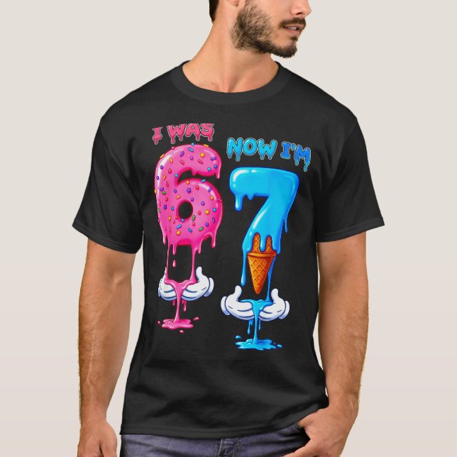 7 Year Old Birthday Was 6 Now I'm 7 Funny 7th Bday T Shirt (Framsida)