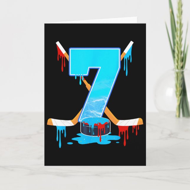 7 Year Old Boys 7th Birthday Ice Hockey Ice Cream  Kort (Framsida)