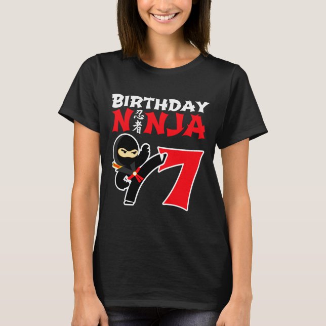 7 Year Old Karate Ninja Party Kids 7th Birthday T  T Shirt (Framsida)