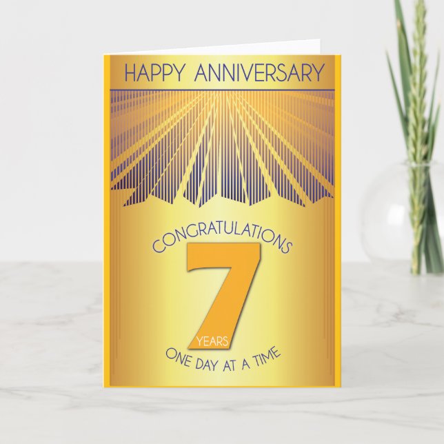 7 Year Sober Anniversary | Golden Ray 12 Step  Kort (Framsida)