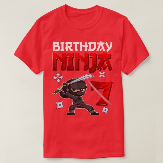 7 Years Old Boy Birthday Tee, Birthday Ninja Boy  T Shirt (Design framsida)