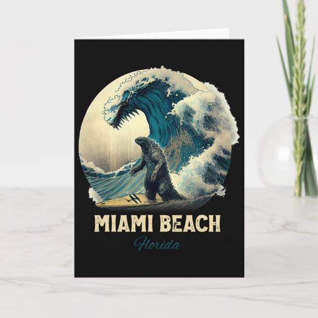 7miami Beach Florida Surfing Surfbräda  Kort (Framsida)