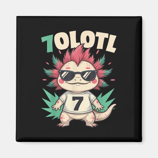 7olotl Sevenolotl – Rolig Axolotl Halloween Nummer Magnet (Framsidan)