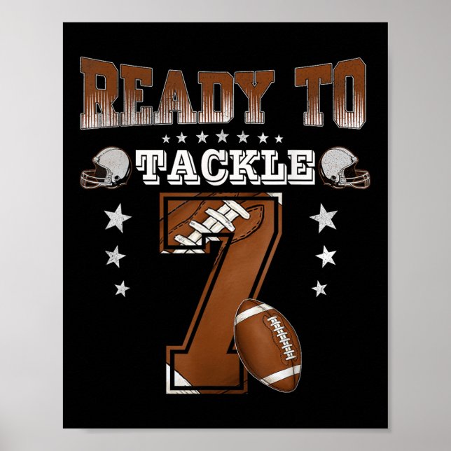 7th Birthday Boy Football Themed Party 7 Year Old  Poster (Framsidan)