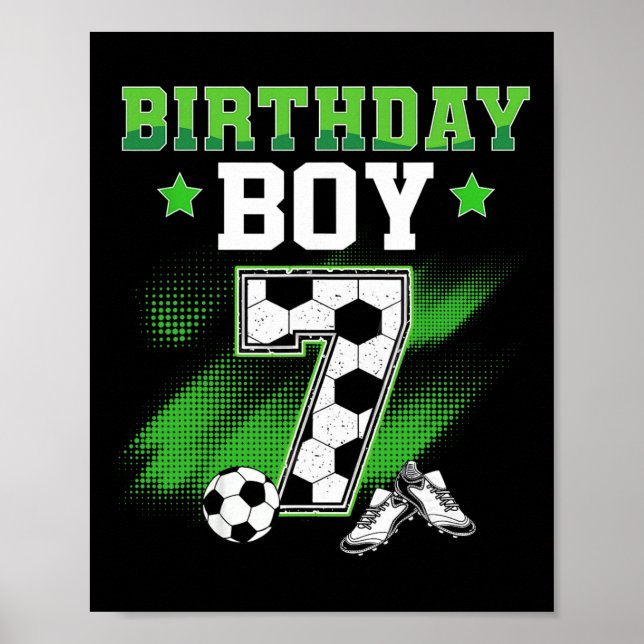 7th Birthday Boy Soccer 7 Year Old Sport 7yr Boys  Poster (Framsidan)
