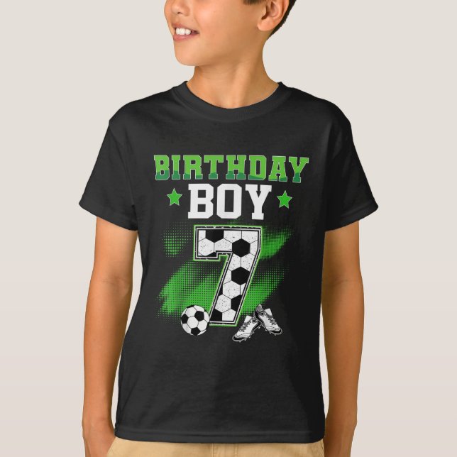 7th Birthday Boy Soccer 7 Year Old Sport 7yr Boys  T Shirt (Framsida)