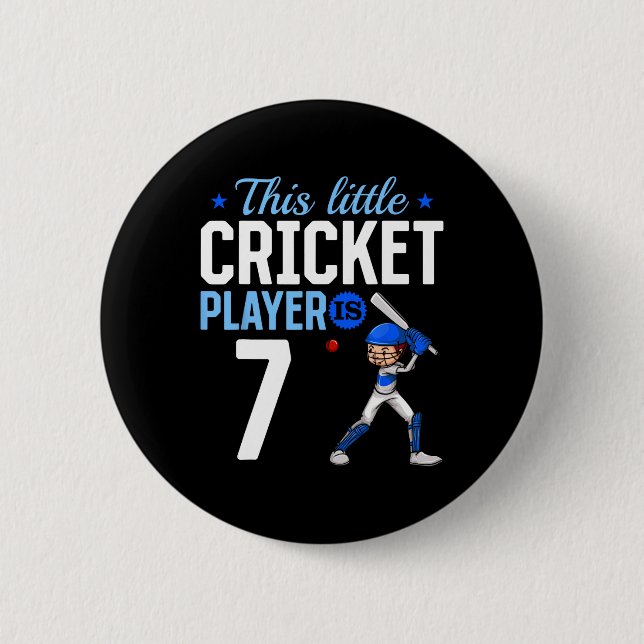 7th Birthday Cricket Player  Knapp (Framsida)