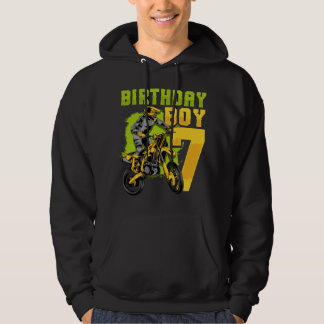 7th Birthday Gift Party Motocross Dirt Bike Racer  Hoodie