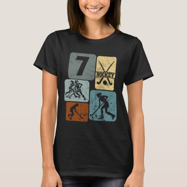 7th Birthday Girls Field Hockey 7 Years Of Hockey  T Shirt (Framsida)