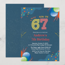 7th Birthday I Was 6 Now I’m 7 custom Inbjudningar