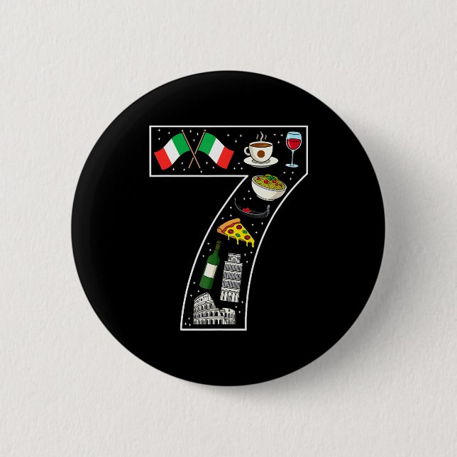 7th Birthday Italian Culture 7 Year Old Italy Flag Knapp (Framsida)
