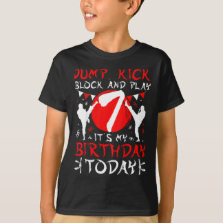 7th Birthday Party Karate 7 Year Old Karate Birthd T Shirt