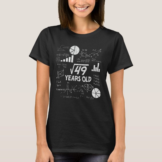 7th Birthday Square Root of 49 - 7 Years Old Bday T Shirt (Framsida)