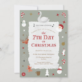 7th Day of Christmas Retro New Year's Eve Party Inbjudningar