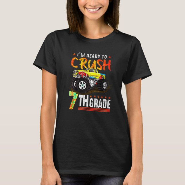 7th Grade 95 Crush Preschool Dinosaur Monster Truc T Shirt (Framsida)