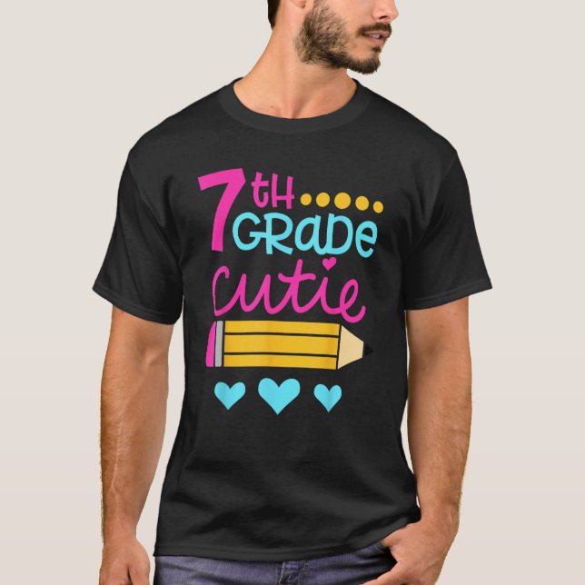 7th Grade Cutie First Day of School Back to School T Shirt (Framsida)
