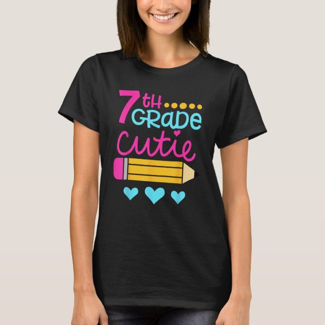 7th Grade Cutie First Day of School Back to School T Shirt (Framsida)