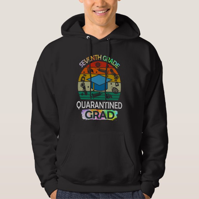 7th Grade Graduation Quarantine Senior 2021 Gradua Hoodie (Framsida)