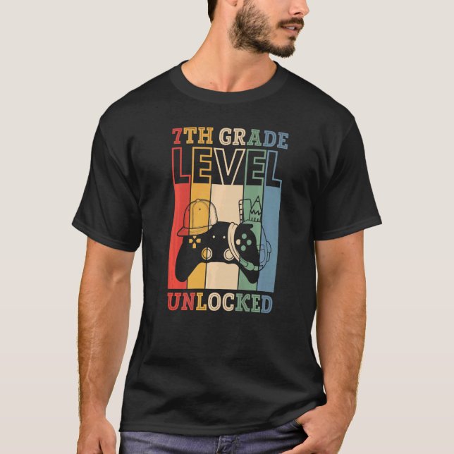 7th Grade Level Unlocked VideoGame Back to School  T Shirt (Framsida)