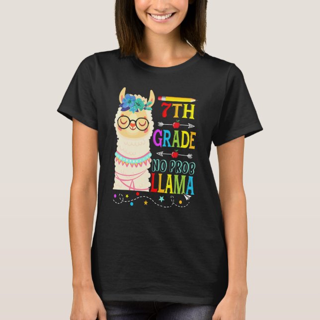 7th Grade No Prob Llama Back To School First Day 1 T Shirt (Framsida)