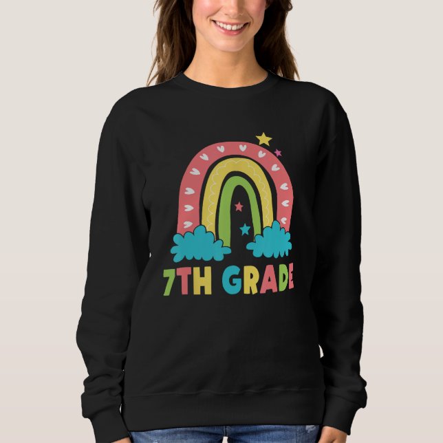 7th Grade Rainbow Girl Boys Teacher Hello 7th Grad T Shirt (Framsida)