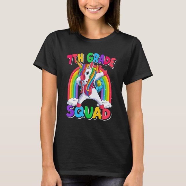7th Grade Squad Dabbing Unicorn Back to School Kid T Shirt (Framsida)