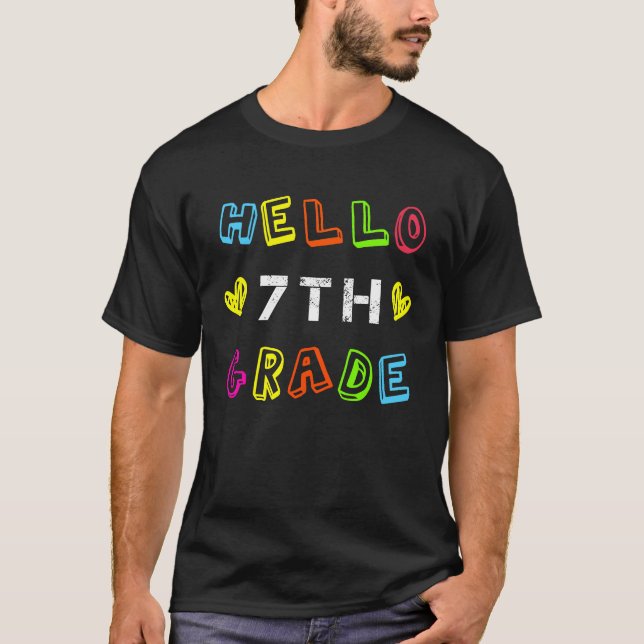 7th Grade Squad Girls Boys Teacher Team, Hello sev T Shirt (Framsida)