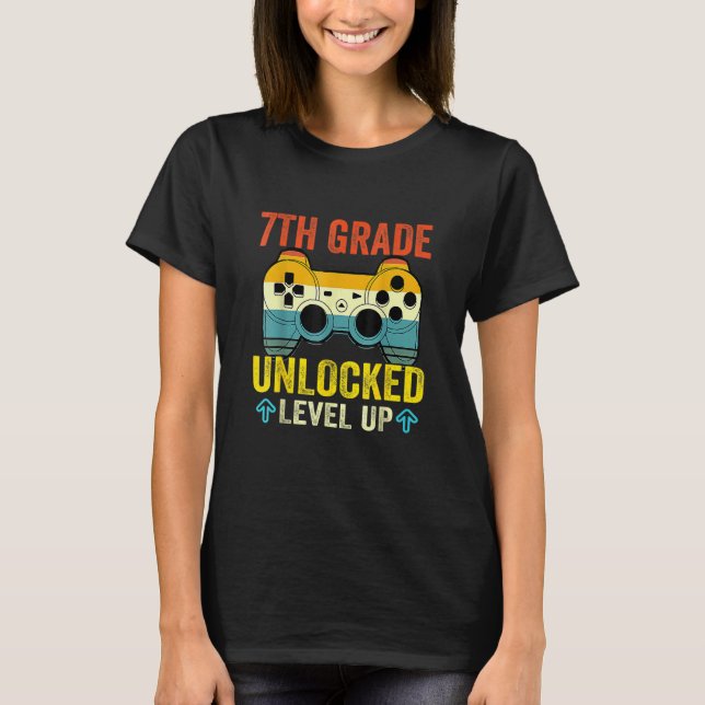 7th Grade Unlocked Level Up Video Game Back To Sch T Shirt (Framsida)