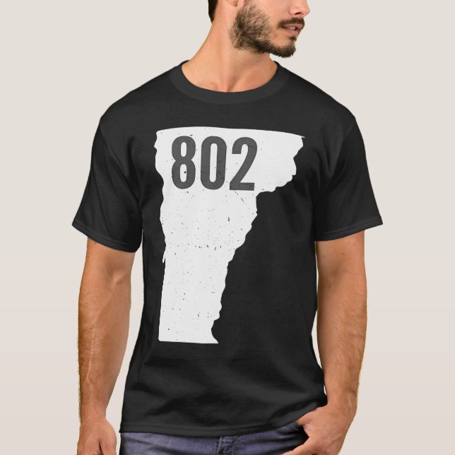 802 Statusöversikt för Pridet Vermont Area Code T Shirt (Framsida)