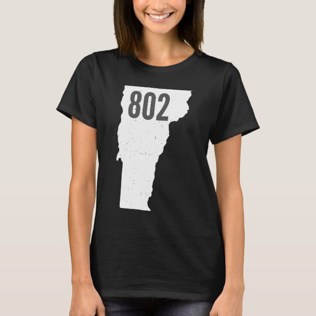 802 Statusöversikt för Pridet Vermont Area Code T Shirt (Framsida)