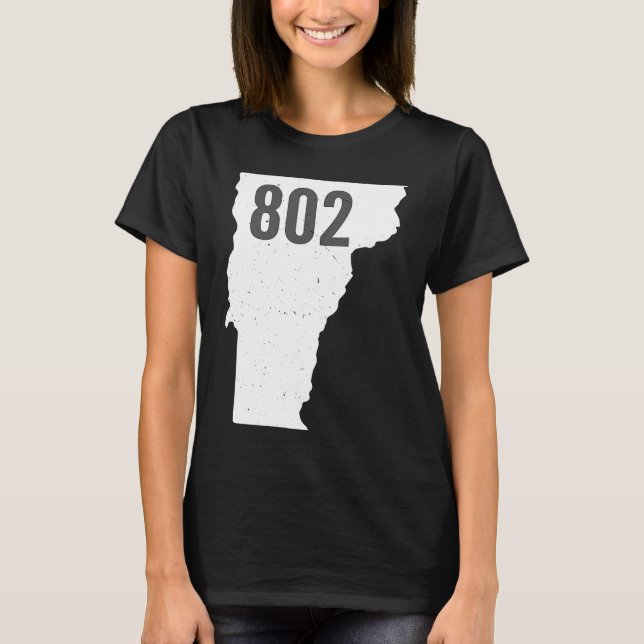 802 Vermont Area Code Pride State Outline T Shirt (Framsida)