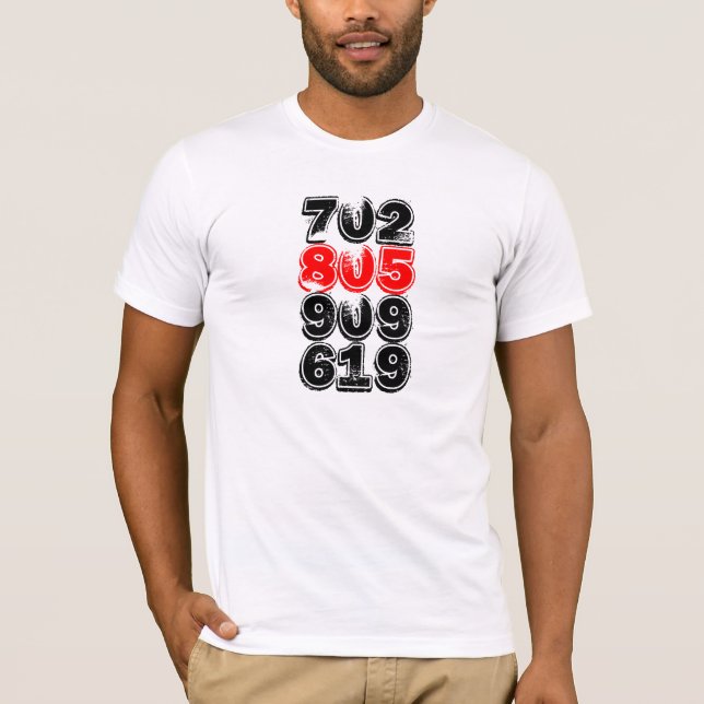 805 619, 702, 909, 213 TEE SHIRT (Framsida)