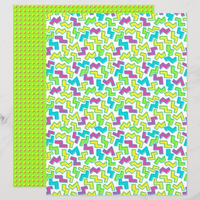 80-/90-tals Retro Neon Mönster (Fram/baksida)