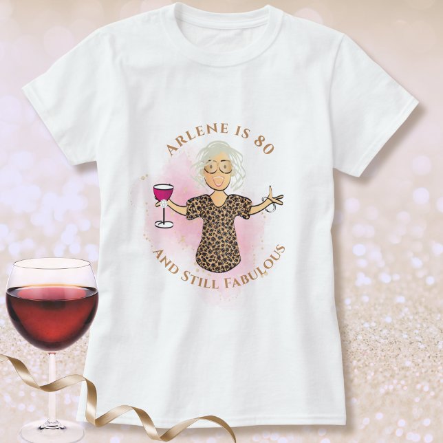 80 and Fabulous Female Cartoon Fun 80th Birthday  T Shirt (Skapare uppladdad)