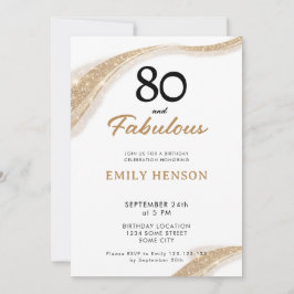 80 and Fabulous Gold 80th Birthday Invitation Inbjudningar